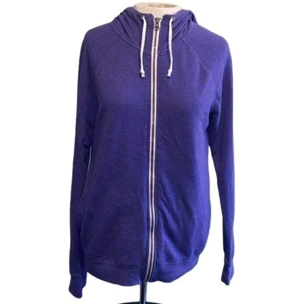 Champion zip up jacket purple and white, medium
